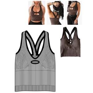 NEW Pebby Forevee Cut Out Brami Crop Tank Top Heather Gray Black  1X - 2X 3866